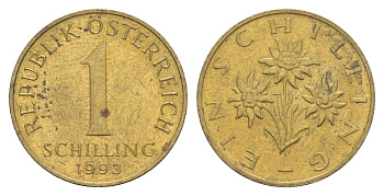 Австрия 1 шиллинг 1993 KM 2886 алюминиевая бронза UNC 4563-145