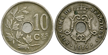 Бельгия 10 сантимов 1904 Belgique KM 52 медно-никель 4172-747