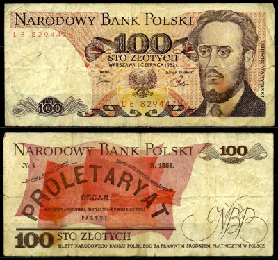 Польша 100 злотых 1982 1 июня 1982, Людвиг-Фаддей Варынский Pick 143d бумага 6287-23-1-2