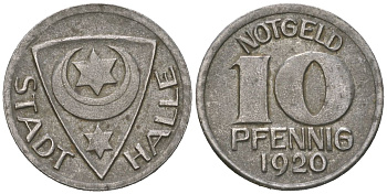 Галле 10 пфеннигов 1920 Funck 187.1, Men05 10324.1 железо 84-1652
