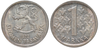 Финляндия 1 марка 1972 S KM 49а медно-никель 259-422