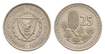 Кипр 25 милей 1979 KM 40 медно-никель 4632-534