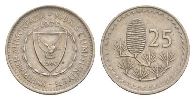 Кипр 25 милей 1979 KM 40 медно-никель 4632-534