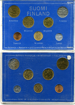Финляндия госнабор из 7 монет 1974 в оригинальной пластиковой коробке KM MS4 UNC 3-4-1-42
