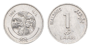 Мальдивские острова (Мальдивы) 1 лари 1984 KM 68 алюминий aUNC 4588-966
