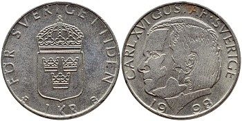 Швеция 1 крона 1998 Карл XVI Густав (1973- ) KM 852a медно-никель 4610-1022