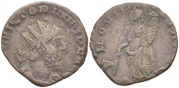 Римская Империя (императоры в Галлии) антониниан 269 - 271 Викторин, бюст императора, IMP VICTORINVS P F AVG / PROVIDENTIA AVG, Колония Агриппины (из немецкой коллекции 1-й половины XX века, с владельческой этикеткой) RIC 61 биллон 1073-15-102