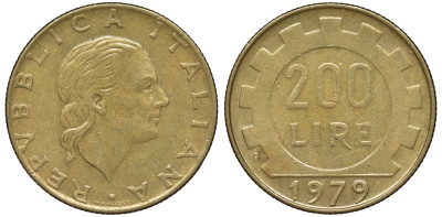 Италия 200 лир 1979 R KM 4543-654