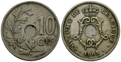 Бельгия 10 сантимов 1902 Belgique KM 48 медно-никель 4172-712