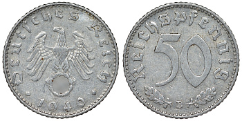 Германия 50 рейхспфеннигов 1940 B KM 96, J. 372 алюминий 4121-1115