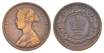 Канада, Нью-Брансуик 1 цент 1864 KM 6 бронза 1522-1144