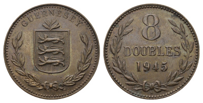 Гернси 8 даблов (дублей) 1945 KM 14 бронза 4593-841
