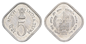 Индия 5 пайс 1976 ФАО - Еда и работа для Всех KM 19 алюминий UNC 4630-1112