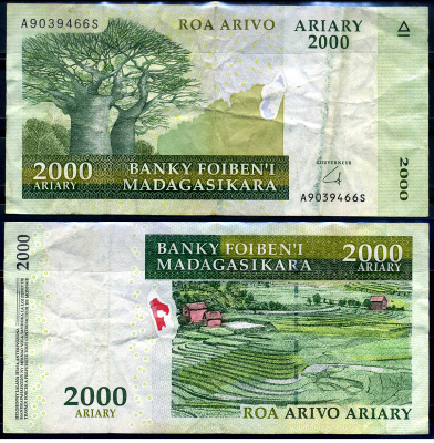 Мадагаскар 2000 ариари ND (2007-2014) Pick 96 бумага 8564-48-1-1
