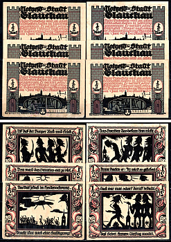 Глаухау (Саксония) набор из 6 нотгельдов 1921 7556-9-2-1