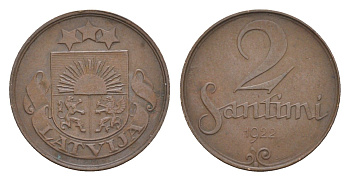 Латвия 2 сантима 1922 KM 2 бронза 4658-1136