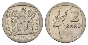 ЮАР 2 ранда 1990 KM 139 медь плакированная никелем 4626-1055