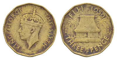 Фиджи 3 пенса 1950 Георг VI (1936-1952) KM 18 никель латунь 4671-412