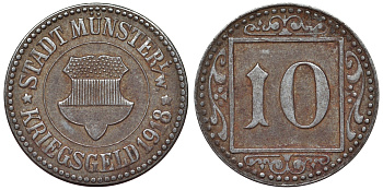 Германия, Мюнстер 10 пфеннигов 1918 Funck 350.3Aa железо 4119-931