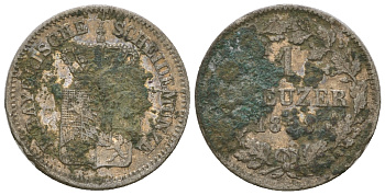 Бавария 1 крейцер 1868 Людвиг II (1864-1886) KM 487 серебро 4615-1227