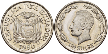 ЭКВАДОР 1 СУКРЕ 1980 АНТОНИО ХОСЕ де СУКРЕ KM 78b сталь плакированная никелем 31-356