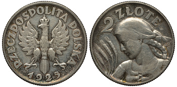 ПОЛЬША 2 ЗЛОТЫХ 1925 МОНДВОР ЛОНДОН, ТОЧКА ПОСЛЕ ДАТЫ KM 16 серебро 5010-1125