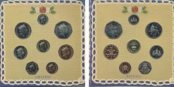 Великобритания набор из 8 монет 1990 в картонном буклете Spink US10   BUNC 7-4-76