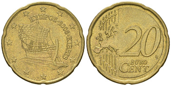 Кипр 20 евроцентов 2008 KM 82 нордик 4538-423