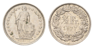 Швейцария 1/2 франка 1977 KM 23a медно-никель 187-552