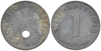 Германия 1 рейхспфенниг 1944 E KM 97, J. 369 цинк 211-556