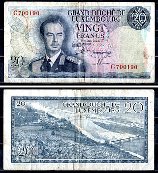 Люксембург 20 франков 1966 Pick 54 a (2) бумага 6312-51-2-2