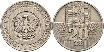Польша 20 злотых 1973 монетный двор Кремница KM 67, Parchimowicz 245a медно-никель 75-342