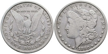 США 1 доллар 1880 Морган доллар KM 110 серебро 272-123