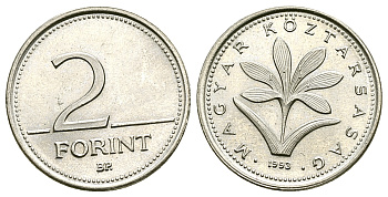 ВЕНГРИЯ 2 ФОРИНТА 1993 ВР KM 693 медно-никель 4385-814