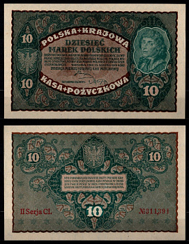 Польша 10 марок 1919 Pick 25 (1) бумага UNC (пресс) 8617-49-1-2