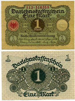 ГЕРМАНИЯ 1 МАРКА 1920 1 МАРТА 1920, ВЕЙМАРСКАЯ РЕСПУБЛИКА Pick 58 бумага аUNC 7547-30-4