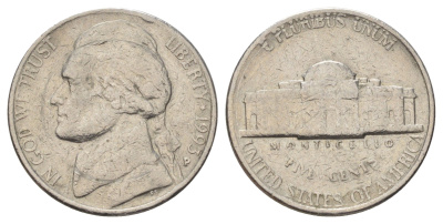 США 5 центов 1993 P, Джефферсон KM A192 медно-никель 4671-1155