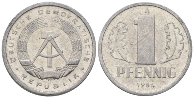 ГДР 1 пфенниг 1984 А KM 8.2 алюминий 4651-116