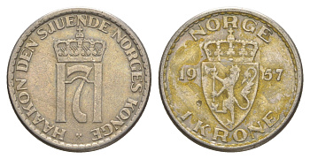 Норвегия 1 крона 1957 Хокон VII (1905-1957) KM 397 медно-никель 4638-1042