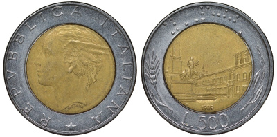 Италия 500 лир 1989 R, Квиринальский дворец KM 111 биметалл 4122-134