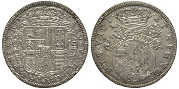 Неаполь и Сицилия тари (2 карлини) 1684 Карл II Испанский серебро aUNC 00-821-79