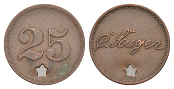 Германия игровой жетон 25 пфеннигов ND с отметкой loreger бронза 4638-157