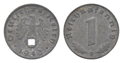 Германия 1 рейхспфенниг 1943 B KM 97, J.369 цинк 4613-449