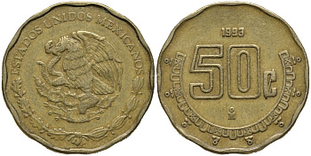 Мексика 50 сентаво 1993 KM 549 алюминиевая бронза 4579-826