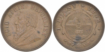 Южно-Африканская Республика, Трансвааль 1 пенни 1898 Пауль Крюгер KM 2 медь 180-842