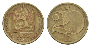 Чехословакия 20 геллеров 1979 KM 74 латунь 4516-128