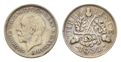 Великобритания 3 пенса 1932 Георг V (1910-1936) KM 831, Spink 4042 серебро 4697-954