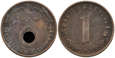 Германия 1 рейхспфенниг 1937 A KM 89, J 361 бронза 4516-1231