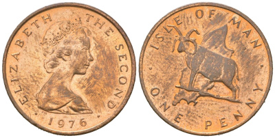 Остров Мэн 1 пенни 1976 Елизавета II (1952-2022) KM 33 бронза UNC 4151-757