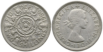 Великобритания 2 шиллинга (флорин) 1966 Елизавета II (1952-2022) KM 906, Spink 4146 медно-никель 3999-1032